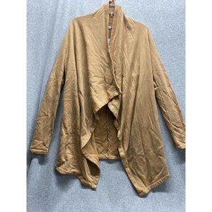 LA Made Aria Essential Cardigan Open Front Fleece Lined Camel Size Small NWT